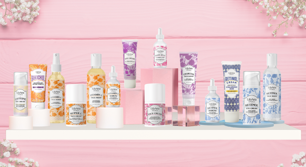 LilyAna Naturals skincare deal banner showing 50 percent off